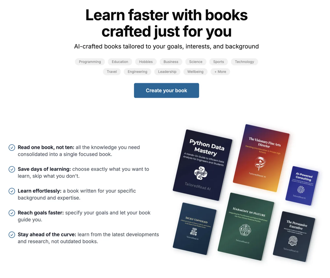 TailoredRead book creation wizard