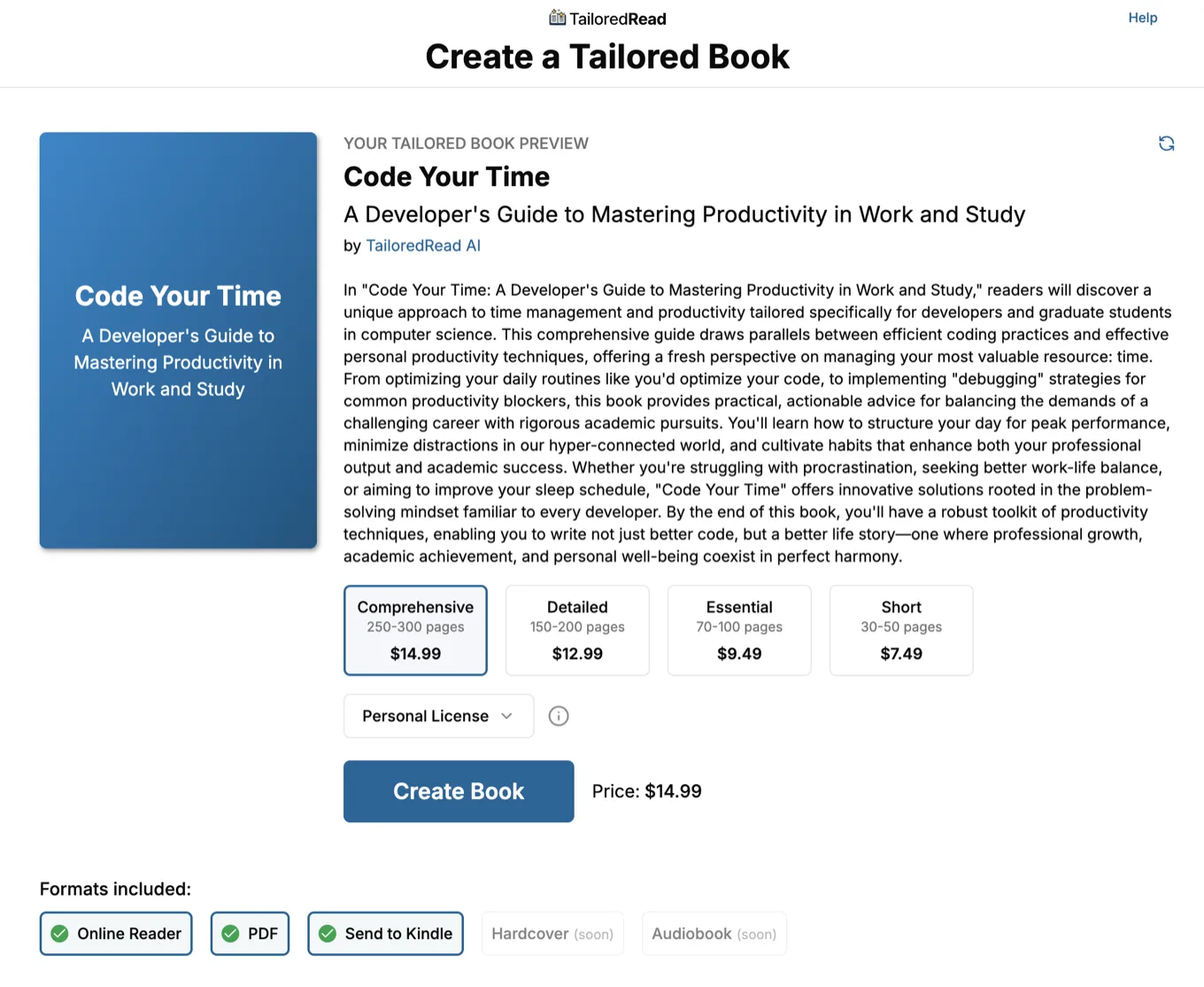 TailoredRead online reader